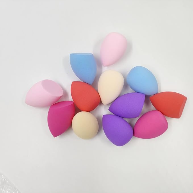 12 Pcs Makeup Sponge Set for Foundation Bulk Latex Free Reusable Beauty Sponge Blender Cosmetic Applicator For Powder Cream and Liquid Super Soft Concealer