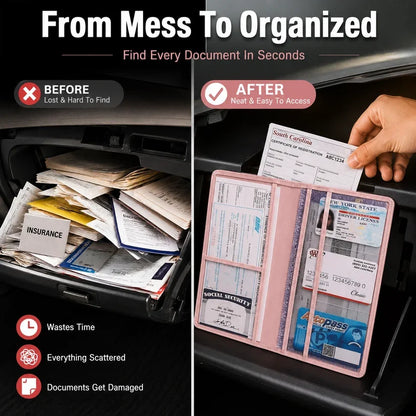 🚗 Car Registration & Insurance Document Holder | Premium PU Leather Organizer
