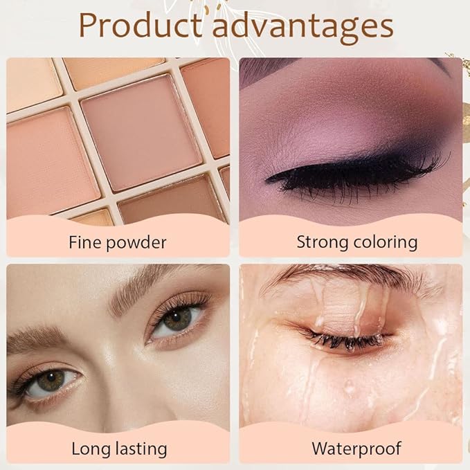 Matte Nude Eyeshadow Palette Pink Makeup Eye shadow for woman,9 Colors Matte Nude Naked Eyeshadow Long Lasting Eye Shadow Plattet for Girls,Beige Earth Neutra Waterproof Eye Shadow