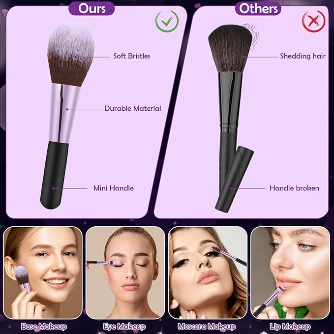 14 Pcs Travel Makeup Brush Set Portable Mini Makeup Brushes Make up Brush with Case,5 Pcs Makeup Sponge Mother's Day Gift for Foundation Powder Concealers Eye Shadows(Black)
