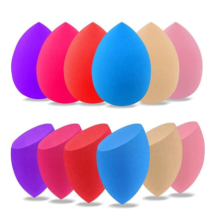 12 Pcs Makeup Sponge Set for Foundation Bulk Latex Free Reusable Beauty Sponge Blender Cosmetic Applicator For Powder Cream and Liquid Super Soft Concealer