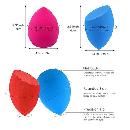 12 Pcs Makeup Sponge Set for Foundation Bulk Latex Free Reusable Beauty Sponge Blender Cosmetic Applicator For Powder Cream and Liquid Super Soft Concealer