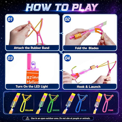 Rocket Slingshot Flying Toys with Led Lights