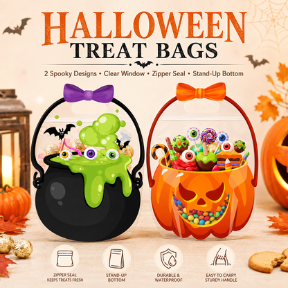 🎃50 Pcs Halloween Goodie Bags Plastic Candy Bag