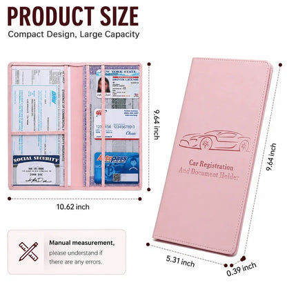 🚗 Car Registration & Insurance Document Holder | Premium PU Leather Organizer