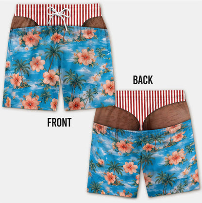 Custom Funny Patriotic Men Swim Trunks - Personalized Birthday Gifts For Husband, Son, Grandson, Brother, Grandpa, Dad, Yourself - Warning Wide Load