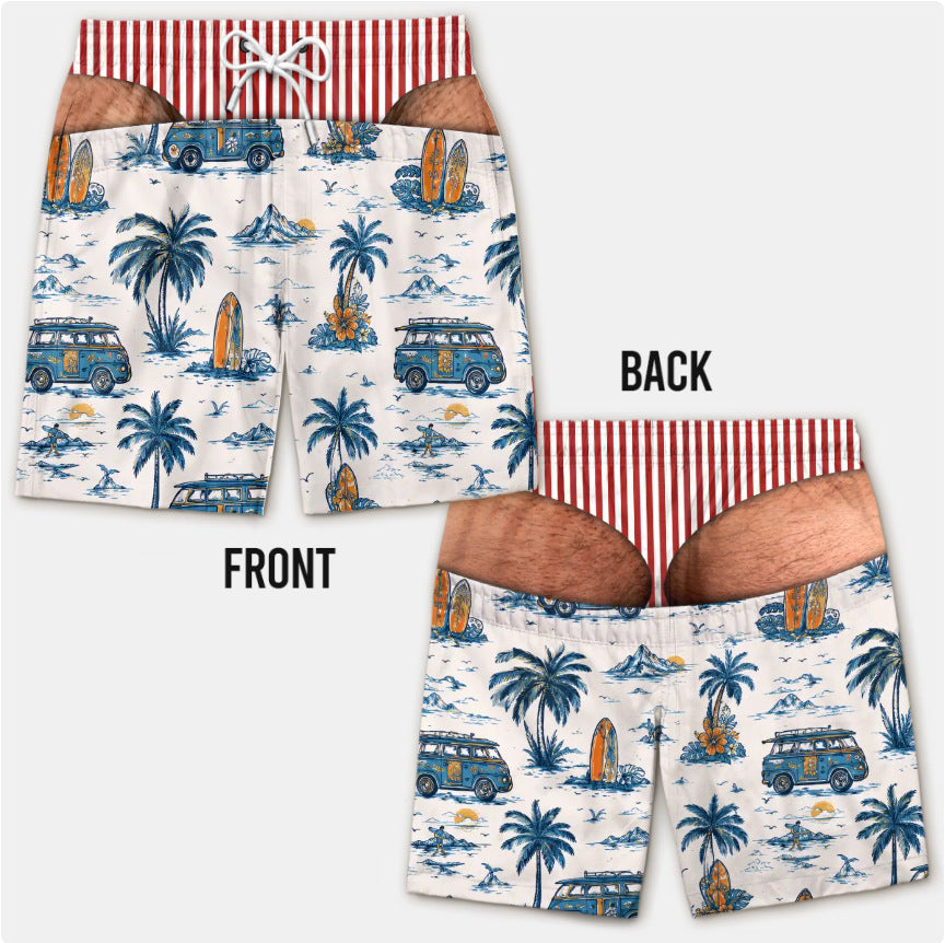 Custom Funny Patriotic Men Swim Trunks - Personalized Birthday Gifts For Husband, Son, Grandson, Brother, Grandpa, Dad, Yourself - Warning Wide Load