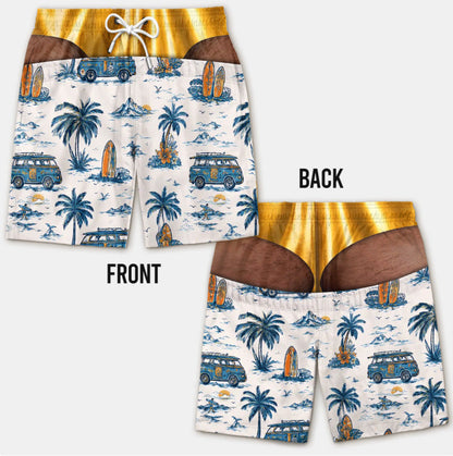 Custom Funny Patriotic Men Swim Trunks - Personalized Birthday Gifts For Husband, Son, Grandson, Brother, Grandpa, Dad, Yourself - Warning Wide Load