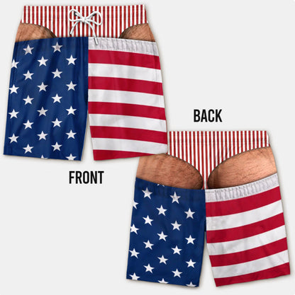 Custom Funny Patriotic Men Swim Trunks - Personalized Birthday Gifts For Husband, Son, Grandson, Brother, Grandpa, Dad, Yourself - Warning Wide Load