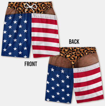 Custom Funny Patriotic Men Swim Trunks - Personalized Birthday Gifts For Husband, Son, Grandson, Brother, Grandpa, Dad, Yourself - Warning Wide Load