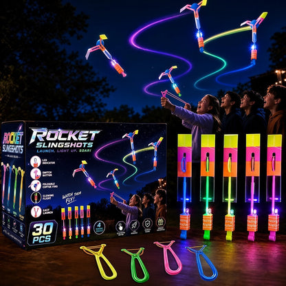Rocket Slingshot Flying Toys with Led Lights