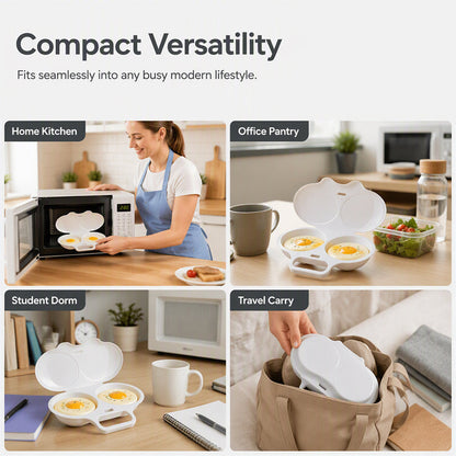 Microwave Egg Poacher——Dual‑cavity, non‑stick & easy clean. Healthier than frying – stock up & save! 🏠✅
